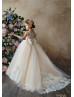 Feifei Sleeve Ivory Lace Tulle Illusion Back Flower Girl Dress